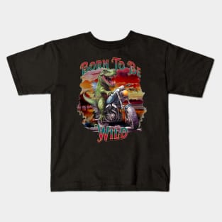 Wild T-Rex On A Motorcycle 1 Kids T-Shirt